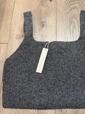 Everlane Wool Yak Blend Cropped Sweater Tank Charcoal Gray Size L NWT
